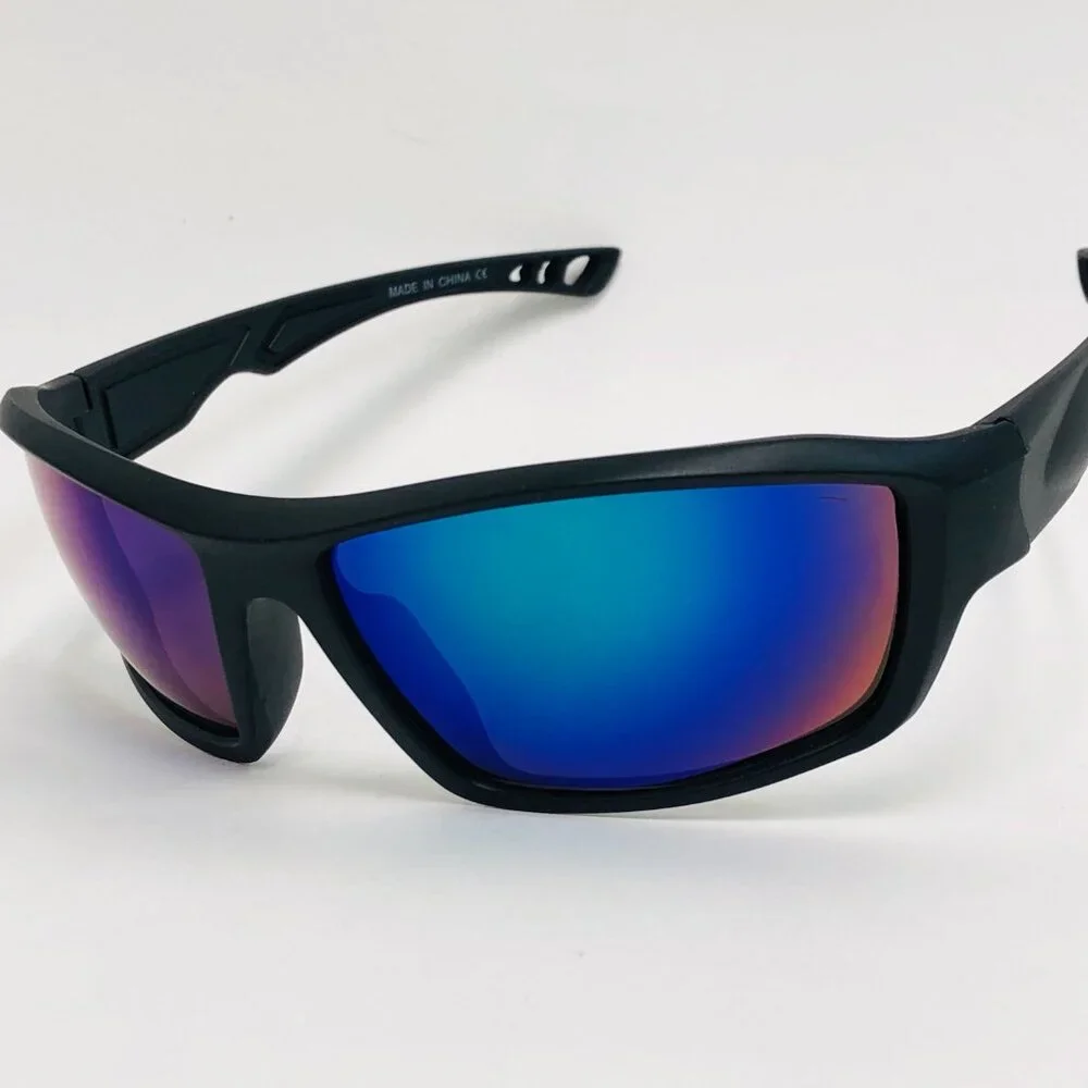 Sports Men Sunglasses Green Mirror Lens Frame Fashion‎ Style Reflective Shield